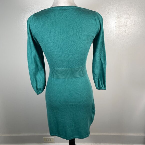 Divided Green Scoop Neck Tight Knit Fit and Flare Mini Sweater Dress 4 - Picture 8 of 13